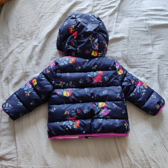 Gap BabyGap Coldcontrol Max puffer in Navy Floral, size 2 toddler - Picture 2 of 5